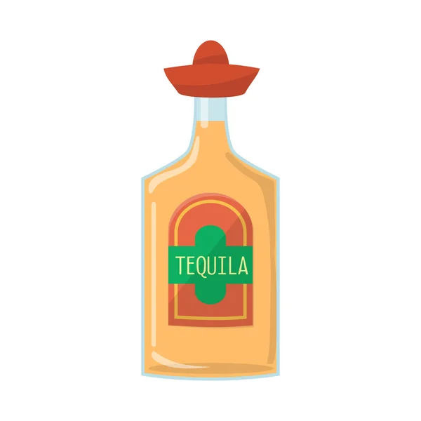 Disegno vettoriale di bottiglia e simbolo di tequila. Grafica di bottiglia e vetro stock vettoriale illustrazione. — Vettoriale Stock