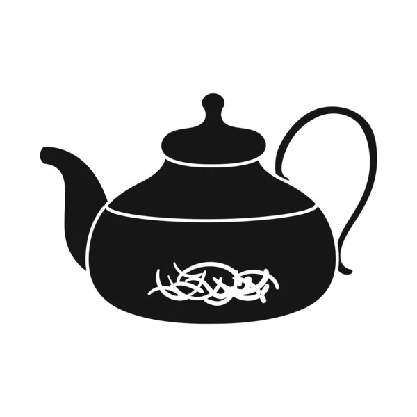 Objeto isolado de bule de chá e símbolo de hibisco. Gráfico de bule de chá e ícone de vetor de chá para estoque. — Vetor de Stock