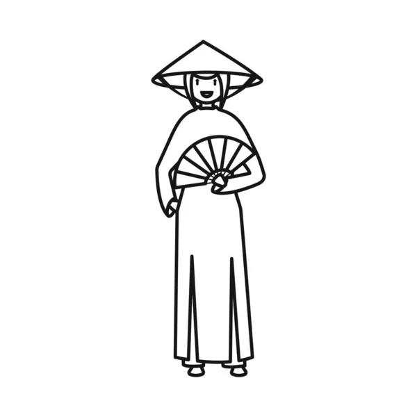 Objeto aislado de símbolo vietnamita y mujer. Conjunto de vietnamita y niña símbolo de stock para la web. — Vector de stock