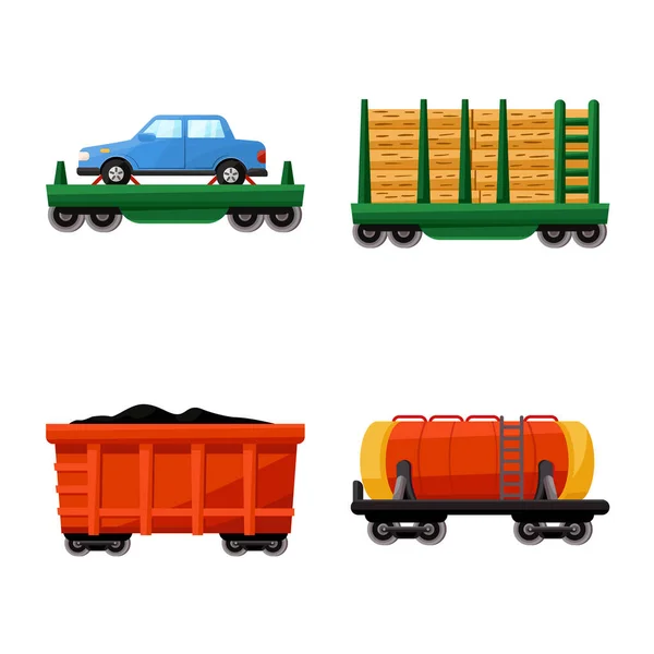 Ilustración vectorial de señales ferroviarias y de carruaje. Conjunto de ferrocarril y vector de transporte icono para stock. — Vector de stock