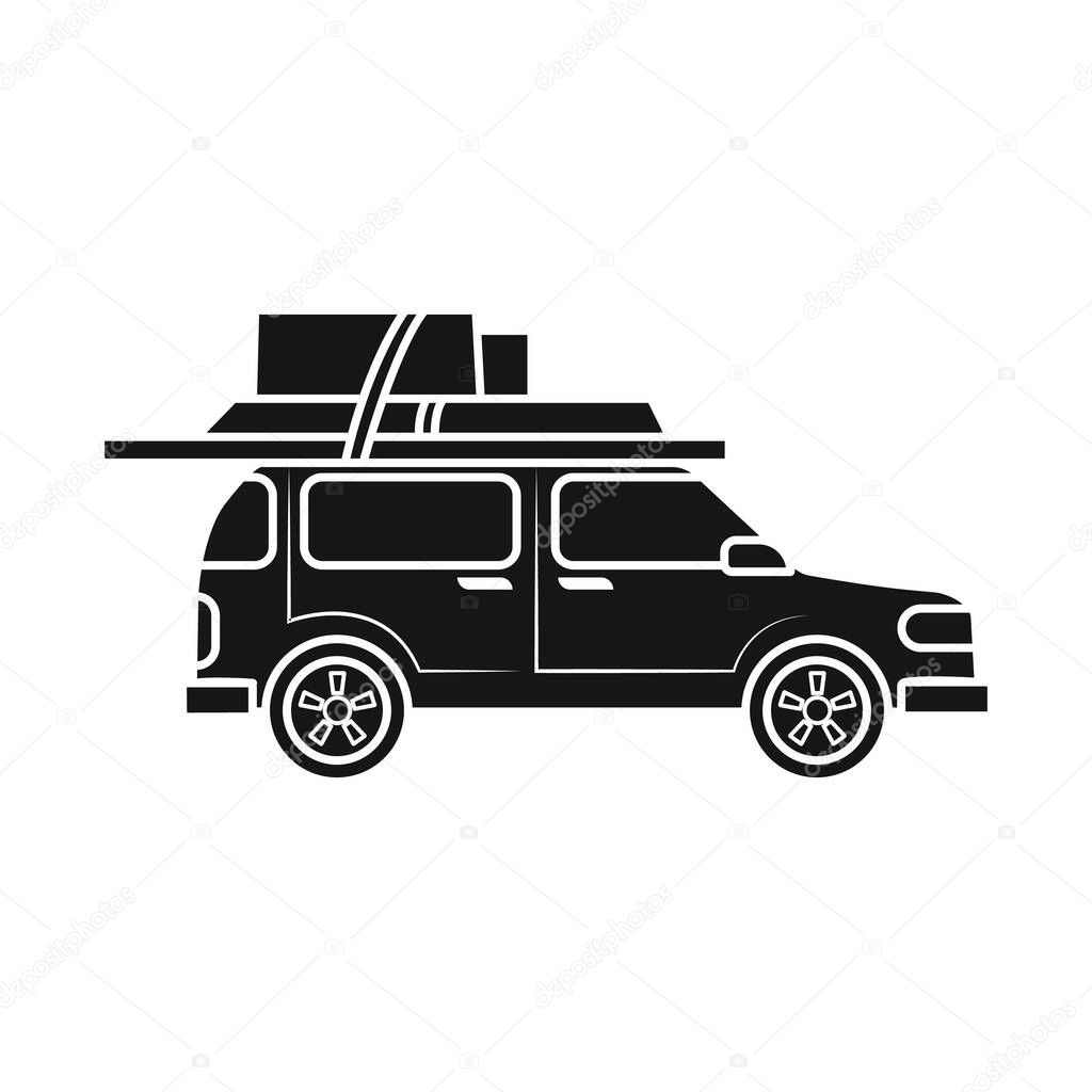 Vector design of car and camper icon. Graphic of car and van vector icon for stock.