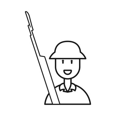 Vietnamlı ve asker işaretinin vektör çizimi. Ağ için Vietnam ve insan hisse senedi koleksiyonu.