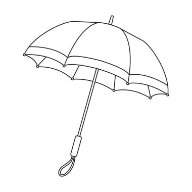 Şemsiye yağmuru vektör ana hatları simgesi. Beyaz arkaplanda vektör illüstrasyon şemsiyesi. İzole edilmiş taslak resim simgesi şemsiye yağmuru.