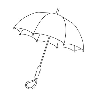 Şemsiye yağmuru vektör ana hatları simgesi. Beyaz arkaplanda vektör illüstrasyon şemsiyesi. İzole edilmiş taslak resim simgesi şemsiye yağmuru.