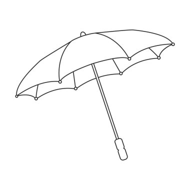 Şemsiye yağmuru vektör ana hatları simgesi. Beyaz arkaplanda vektör illüstrasyon şemsiyesi. İzole edilmiş taslak resim simgesi şemsiye yağmuru.