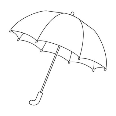 Şemsiye yağmuru vektör ana hatları simgesi. Beyaz arkaplanda vektör illüstrasyon şemsiyesi. İzole edilmiş taslak resim simgesi şemsiye yağmuru.