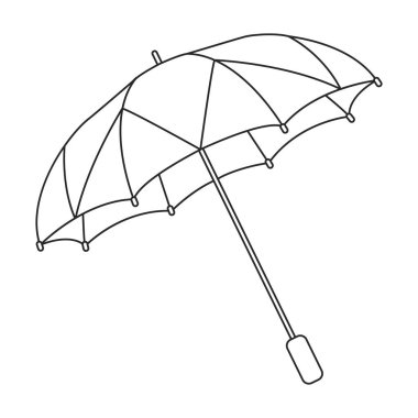 Şemsiye yağmuru vektör ana hatları simgesi. Beyaz arkaplanda vektör illüstrasyon şemsiyesi. İzole edilmiş taslak resim simgesi şemsiye yağmuru.