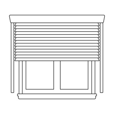 Pencere kör vektör çizgisi simgesi. Beyaz arka planda vektör illüstrasyon jaluzisi. Pencere körlüğünün izole edilmiş taslak çizim simgesi .