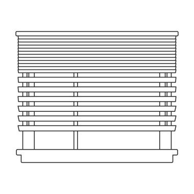 Pencere kör vektör çizgisi simgesi. Beyaz arka planda vektör illüstrasyon jaluzisi. Pencere körlüğünün izole edilmiş taslak çizim simgesi .