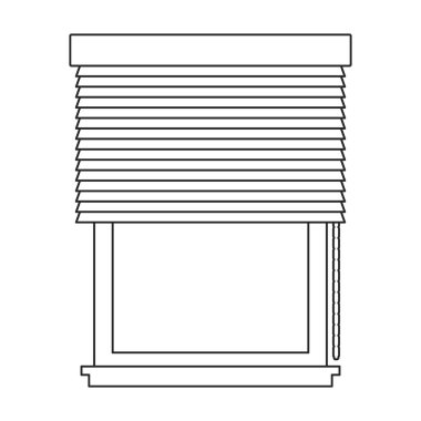 Pencere kör vektör çizgisi simgesi. Beyaz arka planda vektör illüstrasyon jaluzisi. Pencere körlüğünün izole edilmiş taslak çizim simgesi .