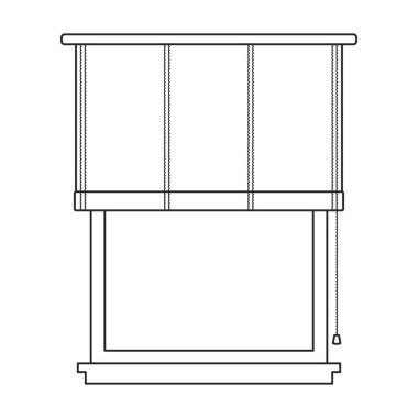 Pencere kör vektör çizgisi simgesi. Beyaz arka planda vektör illüstrasyon jaluzisi. Pencere körlüğünün izole edilmiş taslak çizim simgesi .