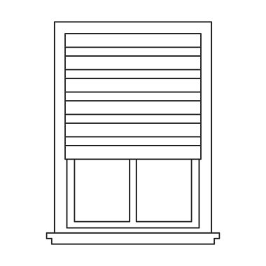Pencere kör vektör çizgisi simgesi. Beyaz arka planda vektör illüstrasyon jaluzisi. Pencere körlüğünün izole edilmiş taslak çizim simgesi .