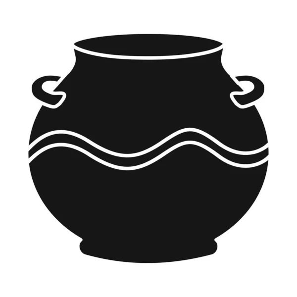 Diseño vectorial de maceta y logotipo de cerámica. Gráfico de pote y vector marrón icono para stock . — Vector de stock