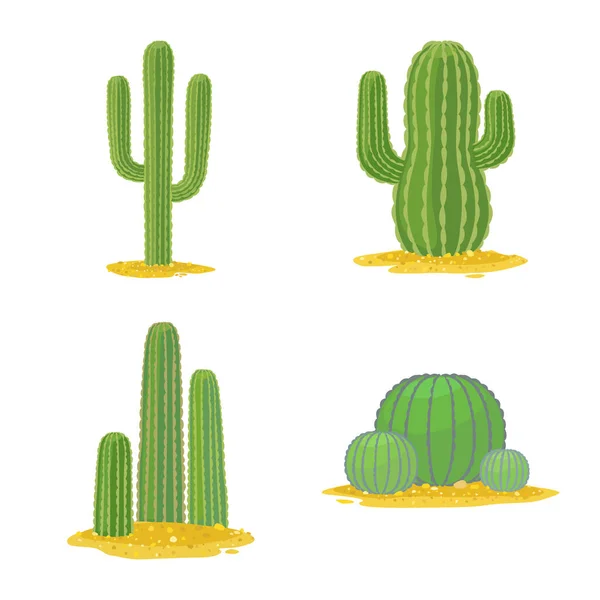 Objek terisolasi dari logo cacti dan meksiko. Set dari cacti dan botani simbol stok untuk web. - Stok Vektor