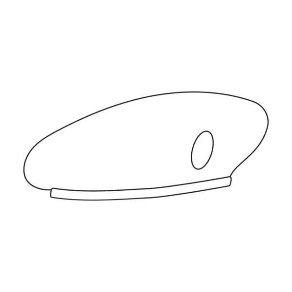 군용 벡터 윤곽 아이콘의 버킷. 흰색 배경에 대한 벡터 그림 버 렛. 모자를 쓴 군대의 독특 한 윤곽 이 있는 예 . — 스톡 벡터