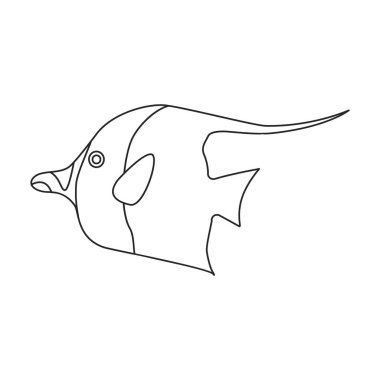 Tropikal balık vektör ana hatları simgesi. Beyaz arka planda vektör illüstrasyonu egzotik bir balık. Tropikal balıkların izole edilmiş tasviri simgesi .