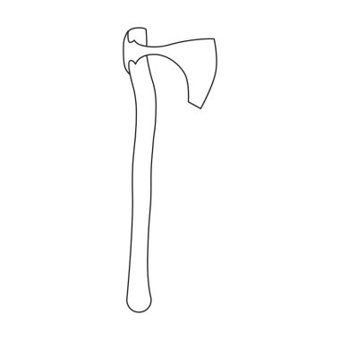 Ortaçağ vektör anahat simgesi ekseni. Beyaz arka planda eski bir vektör illüstrasyon silahı. Ortaçağ 'ın izole edilmiş taslak çizim simgesi baltası .