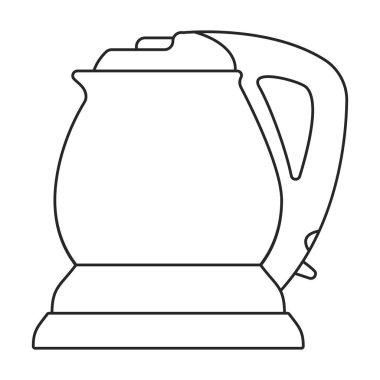 Kettle vektör ana hatları simgesi. Beyaz arkaplanda vektör illüstrasyon çaydanlığı. Su ısıtıcısının izole edilmiş taslak çizim simgesi .