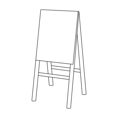 Easel vektör taslak simgesi. Beyaz arkaplanda vektör illüstrasyon sehpası. Tablonun izole edilmiş tasviri resim simgesi standda .