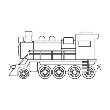Vagon vektör ana hatlı lokomotif. Vektör illüstrasyon tren yolu. Beyaz arka planda. Lokomotif ve vagonun izole edilmiş tasviri simgesi .