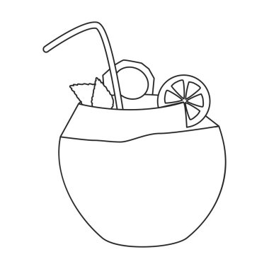 Hindistan cevizi vektör simgesinin kokteyli. Beyaz arka plan hindistan cevizi kokteyli üzerine izole edilmiş ana vektör simgesi..