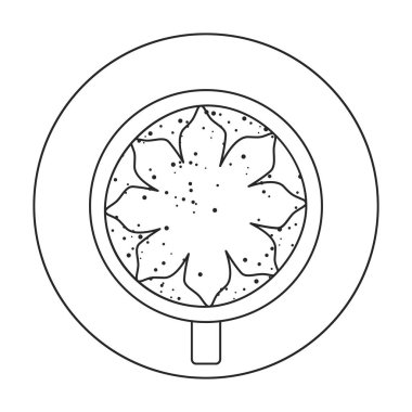 Kahve vektörü taslak simgesinin üst görünümü. Beyaz arka planda vektör illüstrasyon kahve kapağı. Kahvenin üst görüntüsünün izole edilmiş tasviri simgesi .