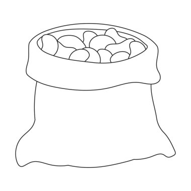 Torba fasulyesi vektör karikatür simgesi. Beyaz arka planda vektör illüstrasyon torbası. İzole edilmiş çizgi film çizimi fasulye ikonu .