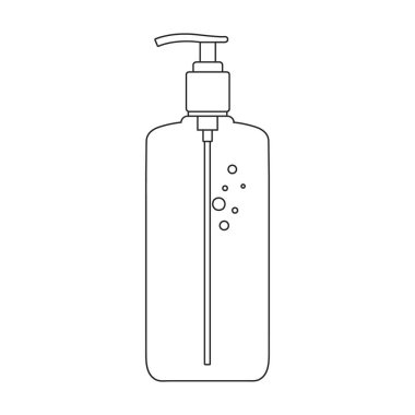 Antiseptik iquid sabun vektör simgesi. Taslak vektör simgesi beyaz arkaplan antiseptik sıvı sabuna izole edildi.