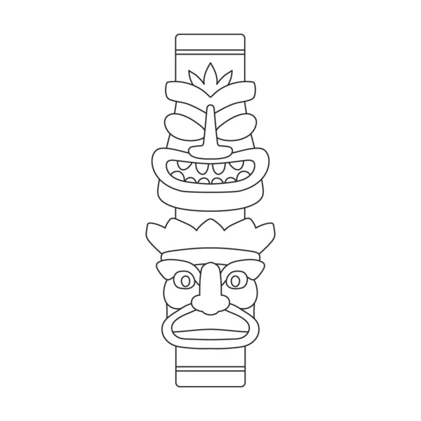Tótem tribal vector contorno icono. Ilustración vectorial máscara de ídolo sobre fondo blanco. Icono de ilustración de esquema aislado de tótem tribal . — Archivo Imágenes Vectoriales