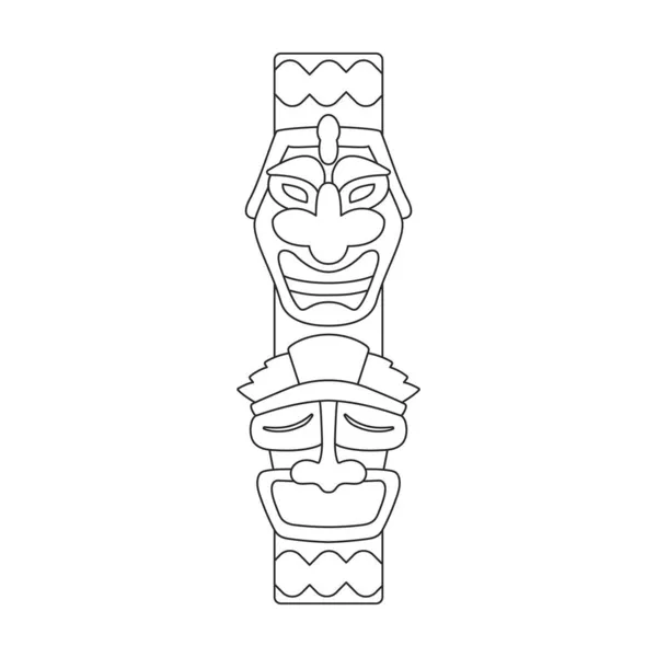 Totem tribal vector outline icoon. Vector illustratie masker van idool op witte achtergrond. Geïsoleerde schets illustratie icoon van totem tribal . — Stockvector