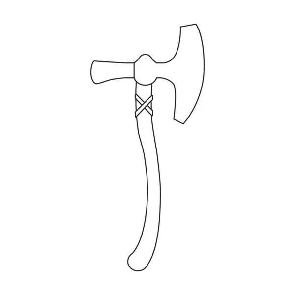 중세 벡터 윤곽 아이콘의 축. 흰색 배경에 고대의 벡터 일러스트 무기. 윤곽 이 뚜렷 한, 중세 시대의 아이콘 도끼 . — 스톡 벡터
