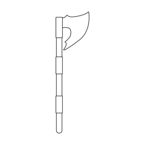 中世纪矢量的轴线轮廓图标.矢量图解武器古老的白色背景.中世纪的孤立的示意图图标斧头 . — 图库矢量图片