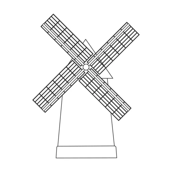 Icône vectorielle de moulin. Icône vectorielle de contour isolé sur fond blanc moulin. — Image vectorielle