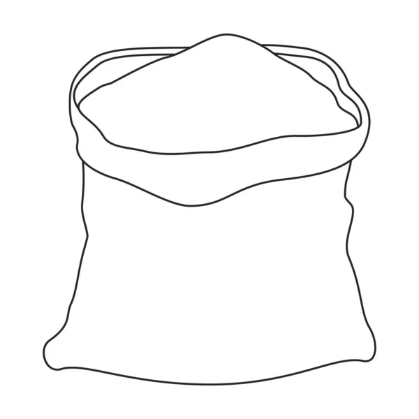 Icône vectorielle de farine de sac. Icône vectorielle contour isolé sur fond blanc sac farine. — Image vectorielle