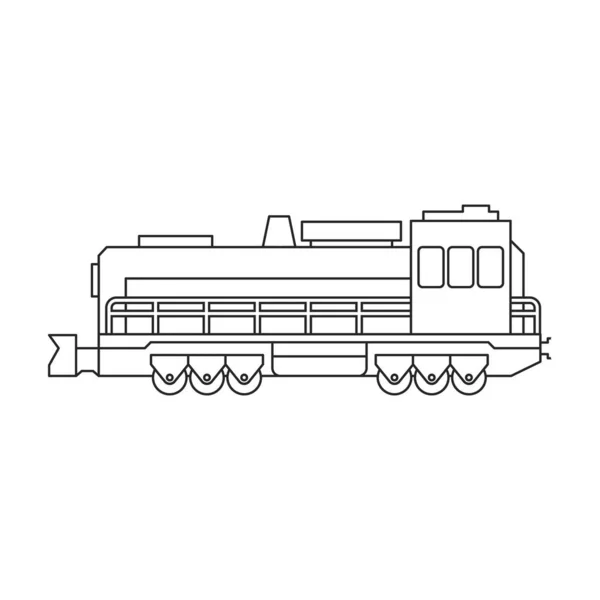 ワゴンベクトルアウトラインアイコンを持つ機関車。ベクトルイラスト鉄道列車。白を背景に。機関車とワゴンの分離されたアウトラインイラストアイコン . — ストックベクタ