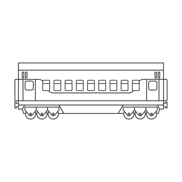 Kocsi-vektor körvonalú mozdony. Vektor illusztráció vasúti vonat. fehér alapon. A mozdony és a kocsi elszigetelt vázlatos ábrája . — Stock Vector