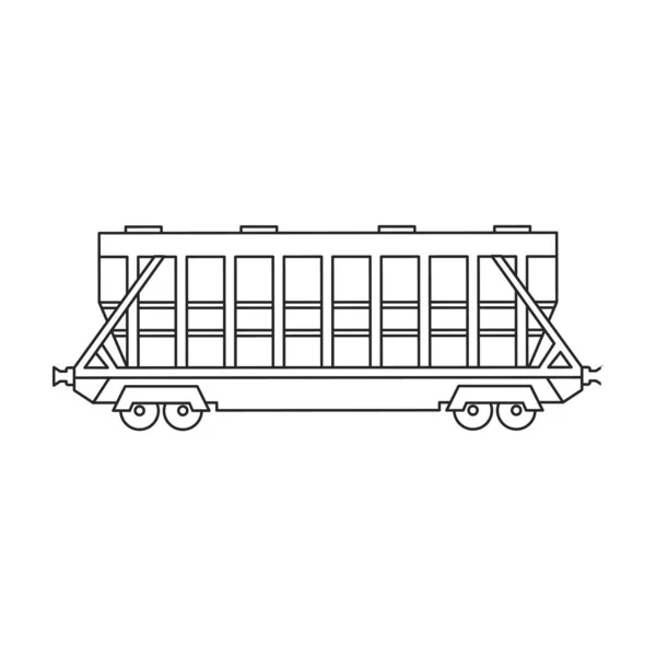 Locomotora con icono de contorno de vector de vagón. Tren ferroviario de ilustración vectorial. sobre fondo blanco. Icono de ilustración de esquema aislado de locomotora y vagón . — Vector de stock