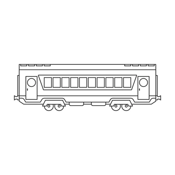Μηχανή με διανυσματικό περίγραμμα οχήματος εικονίδιο. Εικονογράφηση διανύσματος σιδηροδρομική αμαξοστοιχία. σε λευκό φόντο. Μεμονωμένο εικονίδιο περιγράμματος μηχανής και φορτάμαξας . — Διανυσματικό Αρχείο