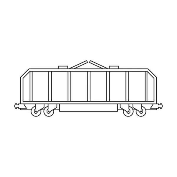 Locomotiva com ícone de contorno de vetor de vagão. Vetor ilustração trem ferroviário. sobre fundo branco. Ícone de ilustração de contorno isolado de locomotiva e vagão . —  Vetores de Stock