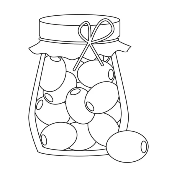 Icona del contorno vettoriale delle verdure sottaceto. Illustrazione vettoriale delle olive su fondo bianco. Isolato schema illustrazione icona di verdure sottaceto. — Vettoriale Stock