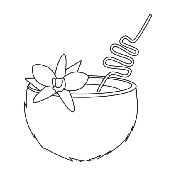 Cocktail van kokosvector icon.Outline vector icoon geïsoleerd op witte achtergrond cocktail van kokosnoot. — Stockvector