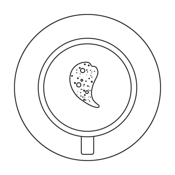 Bovenaanzicht van koffie vector overzicht pictogram. Vector illustratie koffie cap op witte achtergrond. Geïsoleerde schets illustratie pictogram van de bovenste weergave van koffie . — Stockvector