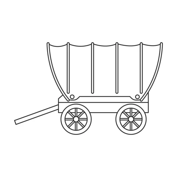 Wagen van het westen, wilde vector icon.Outline vector pictogram geïsoleerd op witte achtergrond wagon van het westen, wilde. — Stockvector