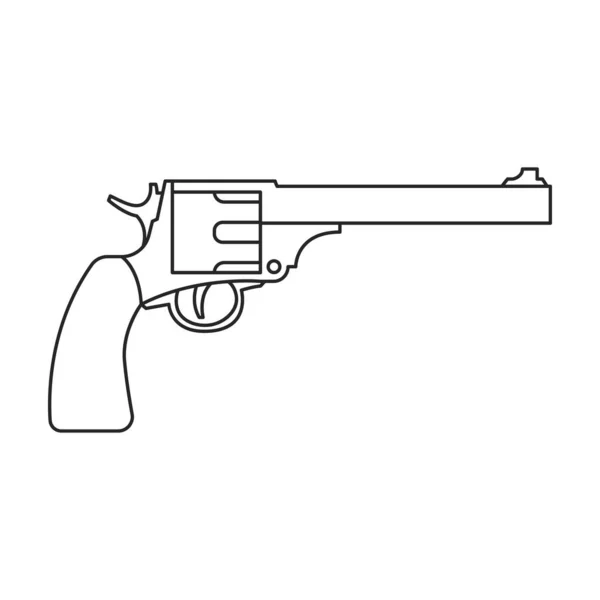 Револьвер пиктограммы вектора орудия. Иконка контура вектора изолирована на белом фоне револьвера пистолета. — стоковый вектор