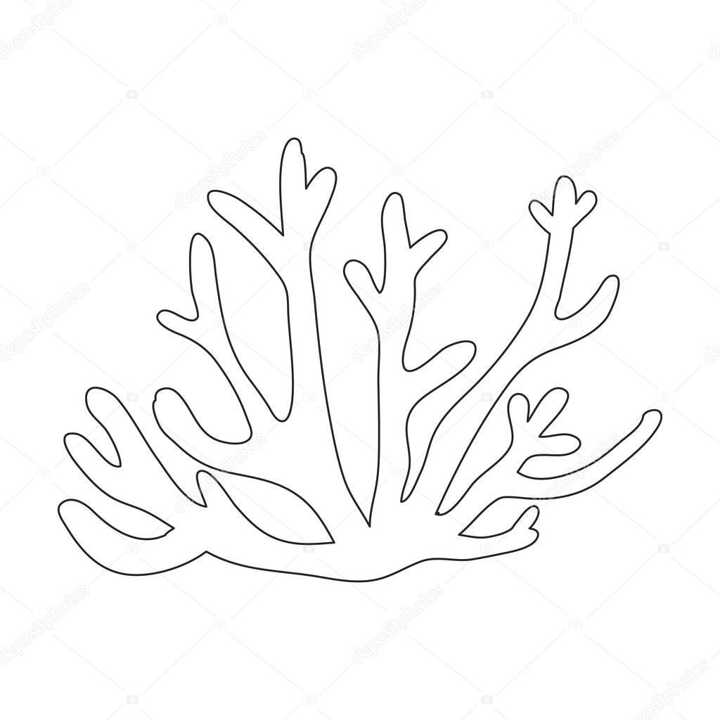 Coral vector outline icon. Vector illustration reef of sea on white background. Isolated outline illustration logo of coral reef .