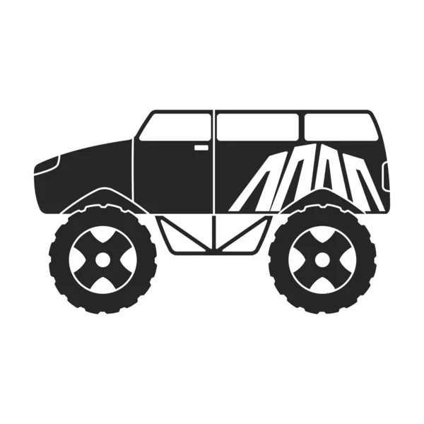Иконка черного вектора на белом фоне грузовика-монстра. — стоковый вектор
