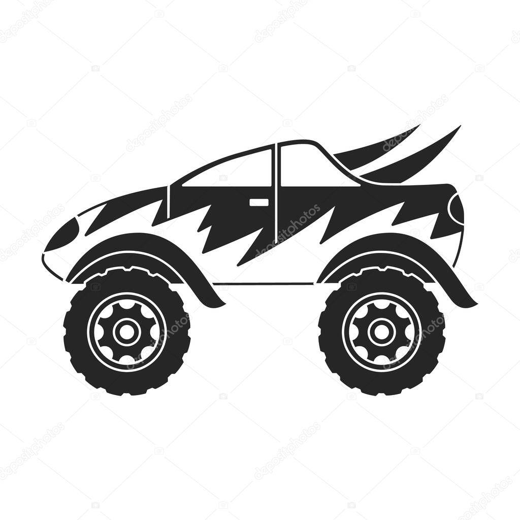 Monster truck vector icon.black vector logo isolated on white background monster truck.