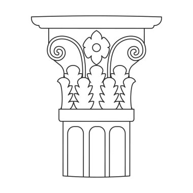 Eskiler 'in sütun vektör ana hatları simgesi. Beyaz arka planda antikanın vektör illüstrasyon sütunu. Eskiler sütununun izole edilmiş taslak resimleme simgesi .