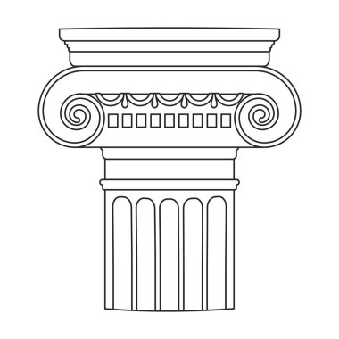 Eskiler 'in sütun vektör ana hatları simgesi. Beyaz arka planda antikanın vektör illüstrasyon sütunu. Eskiler sütununun izole edilmiş taslak resimleme simgesi .