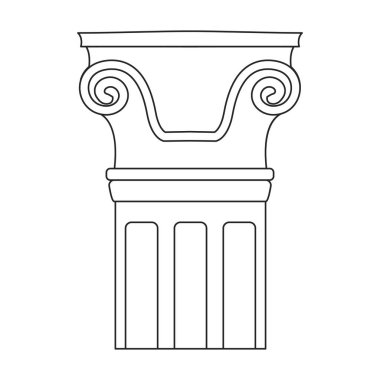 Eskiler 'in sütun vektör ana hatları simgesi. Beyaz arka planda antikanın vektör illüstrasyon sütunu. Eskiler sütununun izole edilmiş taslak resimleme simgesi .